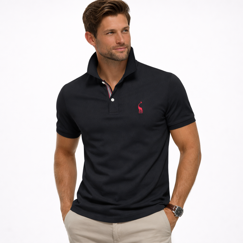 Lucas | Men's Short Sleeve Pique Polo Shirt - Black