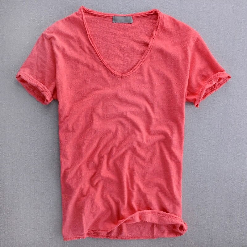 Luke | Men's Slim Fit V-Neck T-Shirt - Pink