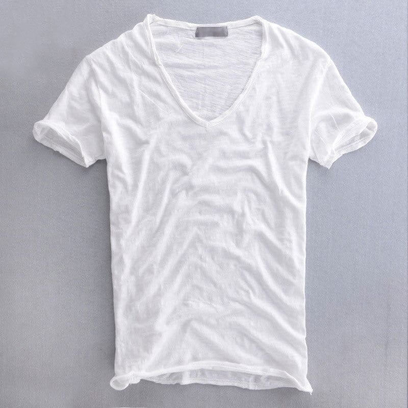 Luke | Men's Slim Fit V-Neck T-Shirt - White