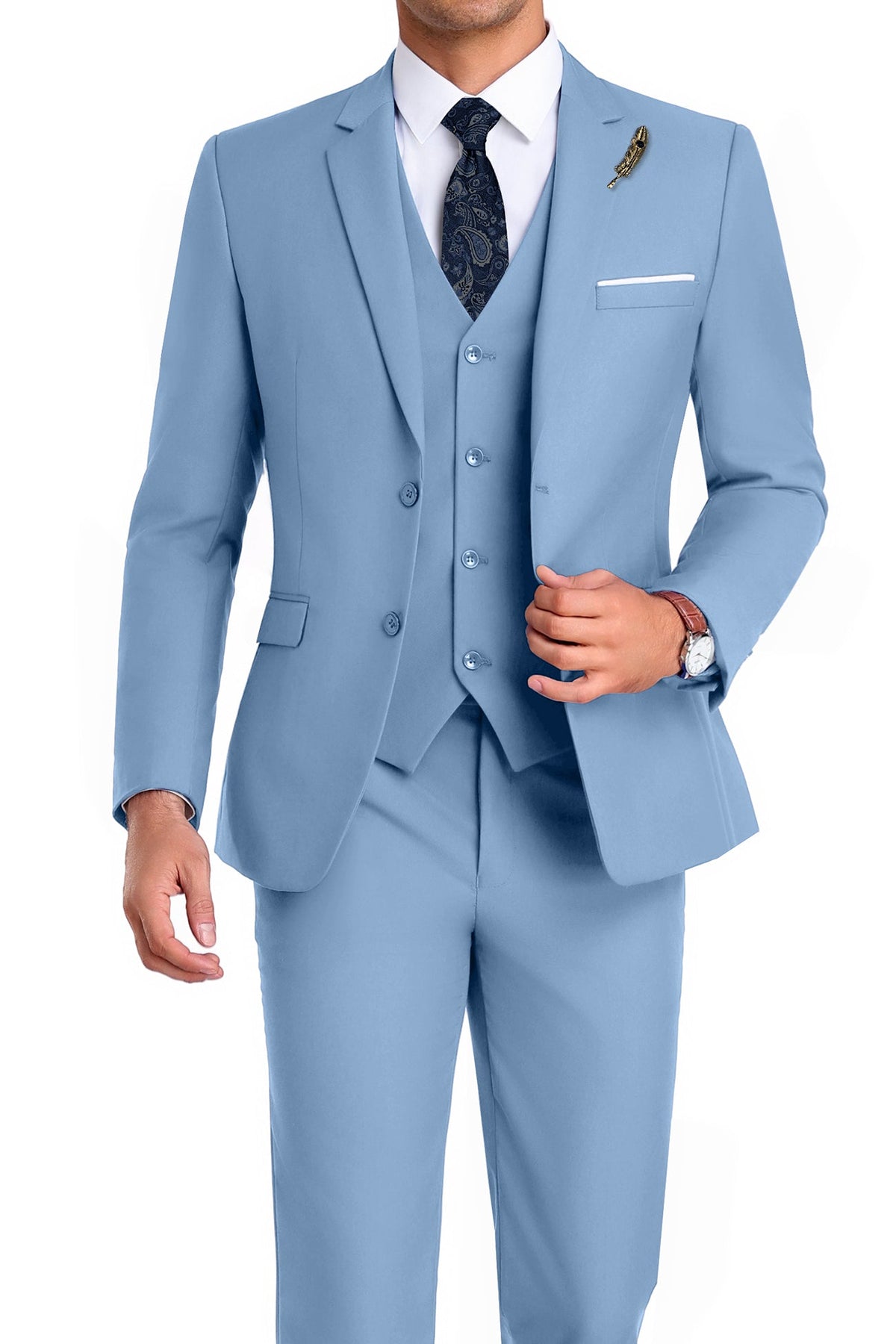 Martin | Tredelad kostym för herr med slim fit - Dammblå