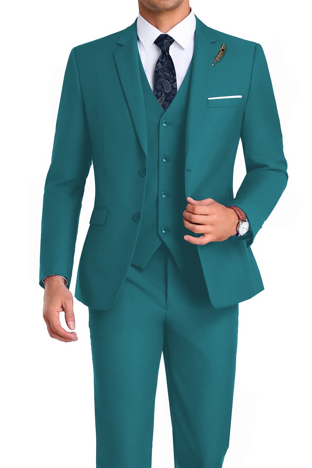 Martin | Tredelad kostym för herr med slim fit - Grön