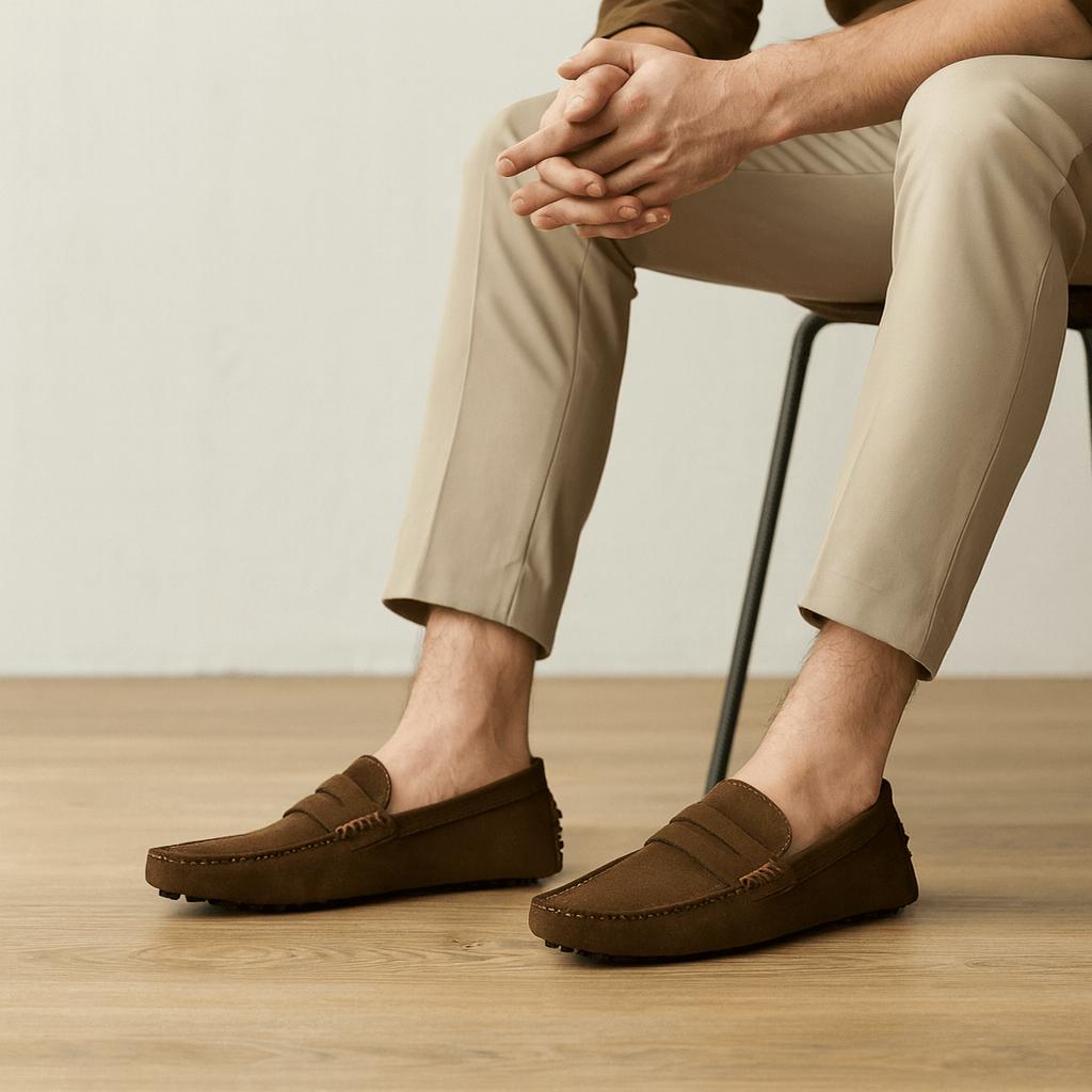 Milo | Men's Suede Driving Loafers - Brown