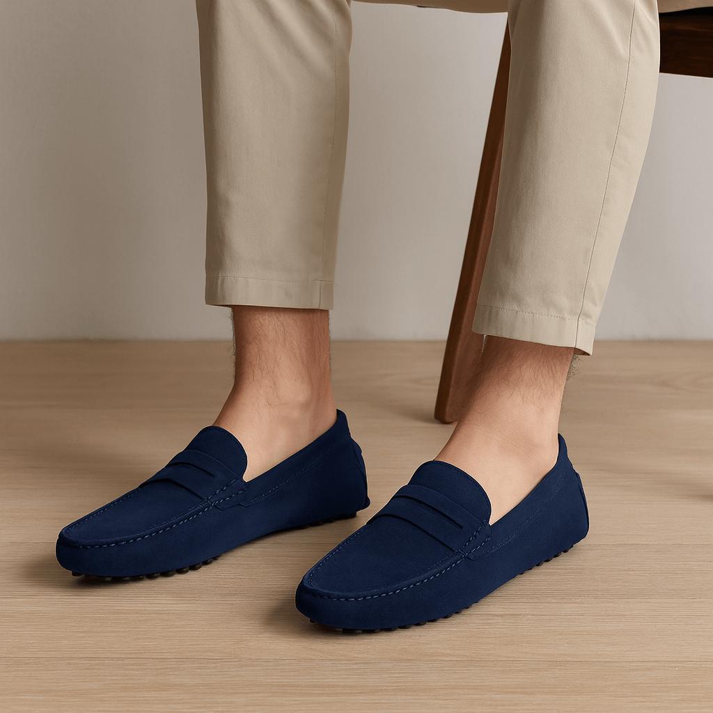 Milo | Men's Suede Driving Loafers - Dark blue