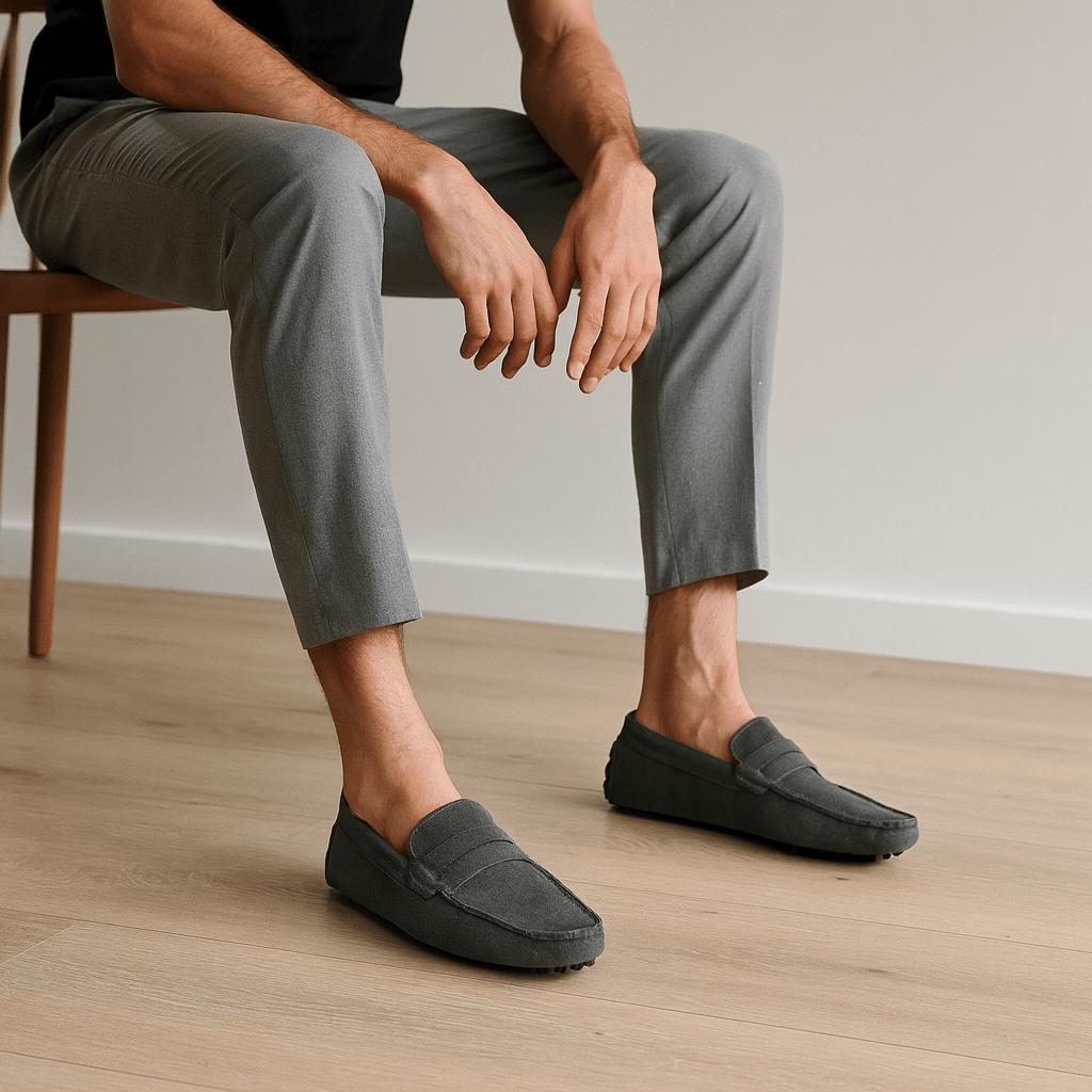 Milo | Men's Suede Driving Loafers - Gray