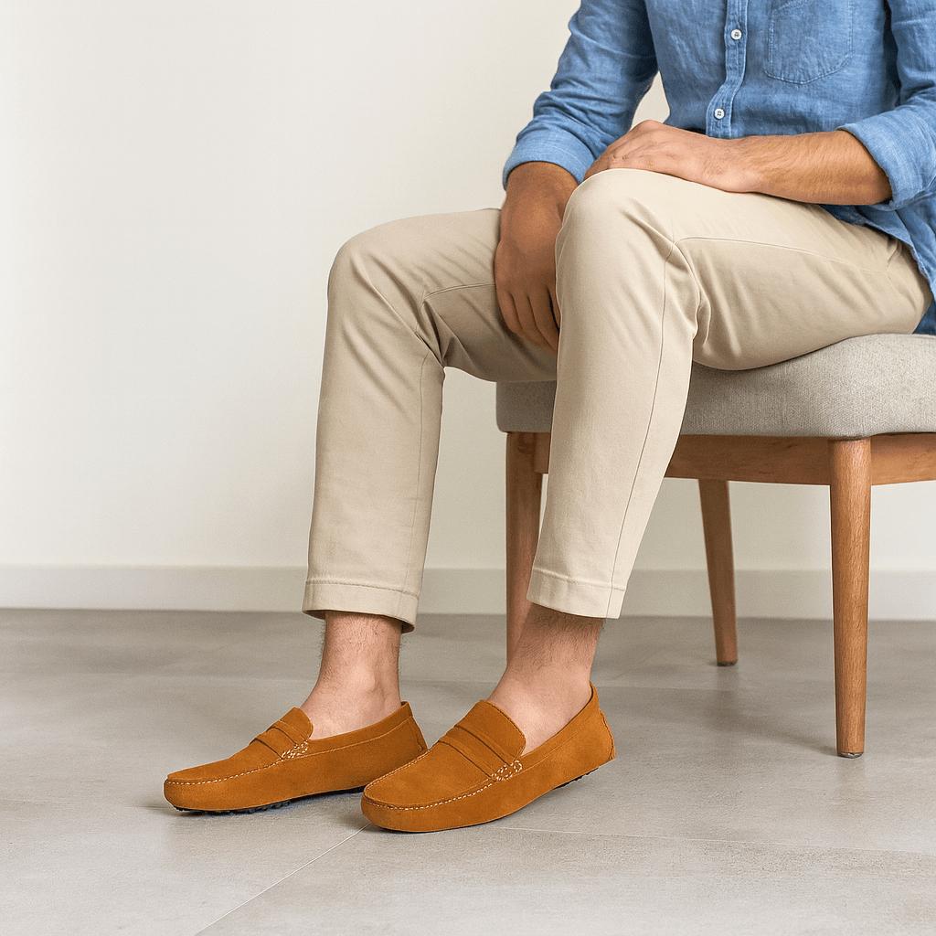 Milo | Men's Suede Driving Loafers - Light brown