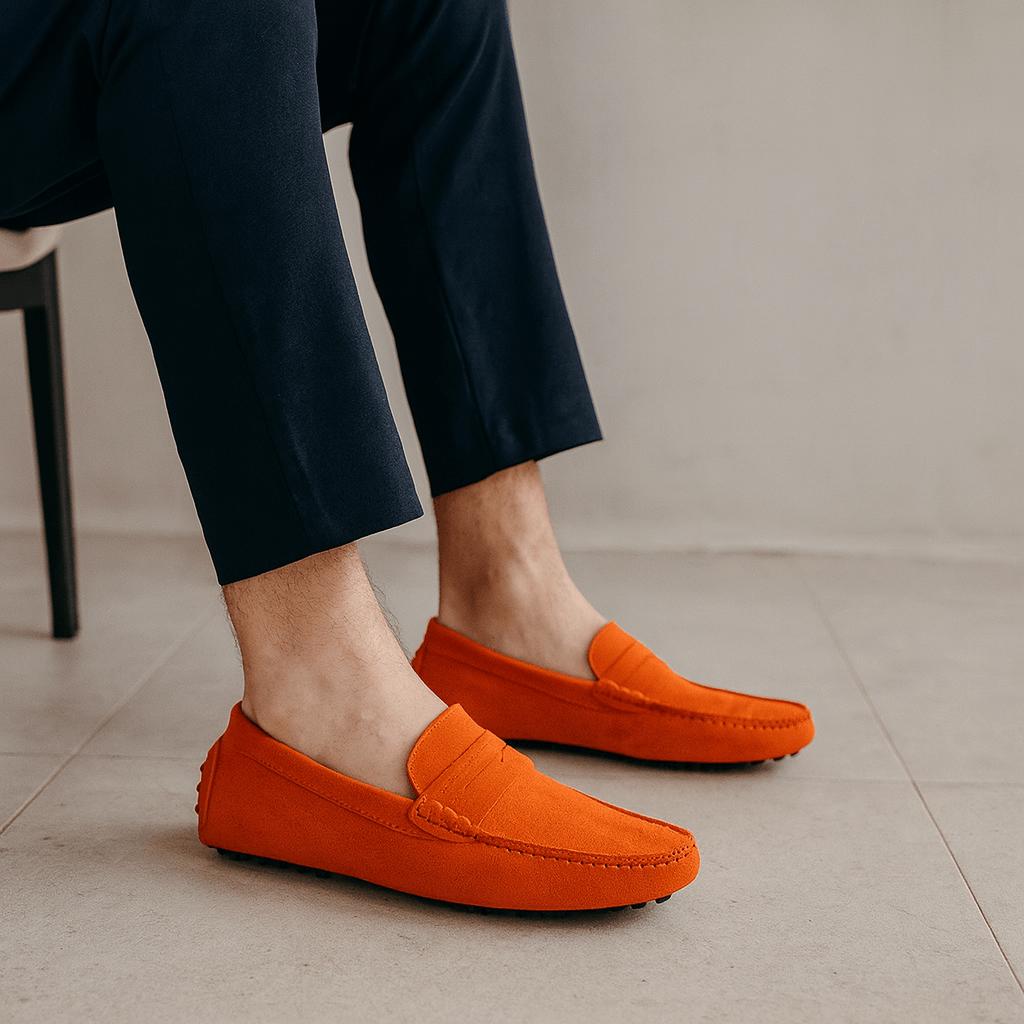 Milo | Men's Suede Driving Loafers - Orange