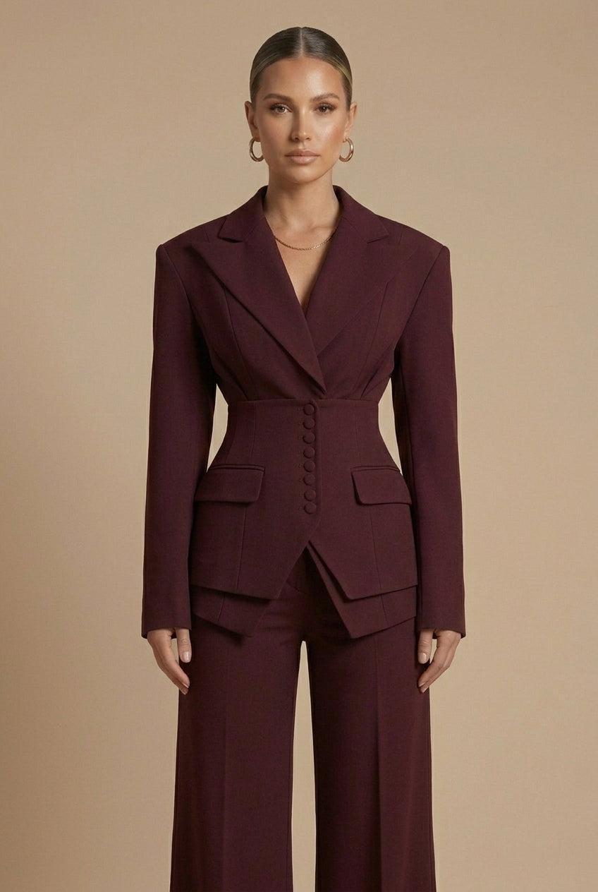 Molly | Women's Peak Lapel Wide Leg Trouser Suit - view 10