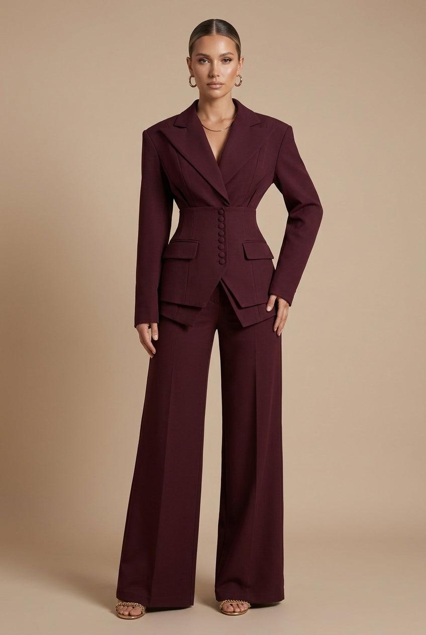 Molly | Women's Peak Lapel Wide Leg Trouser Suit - view 8