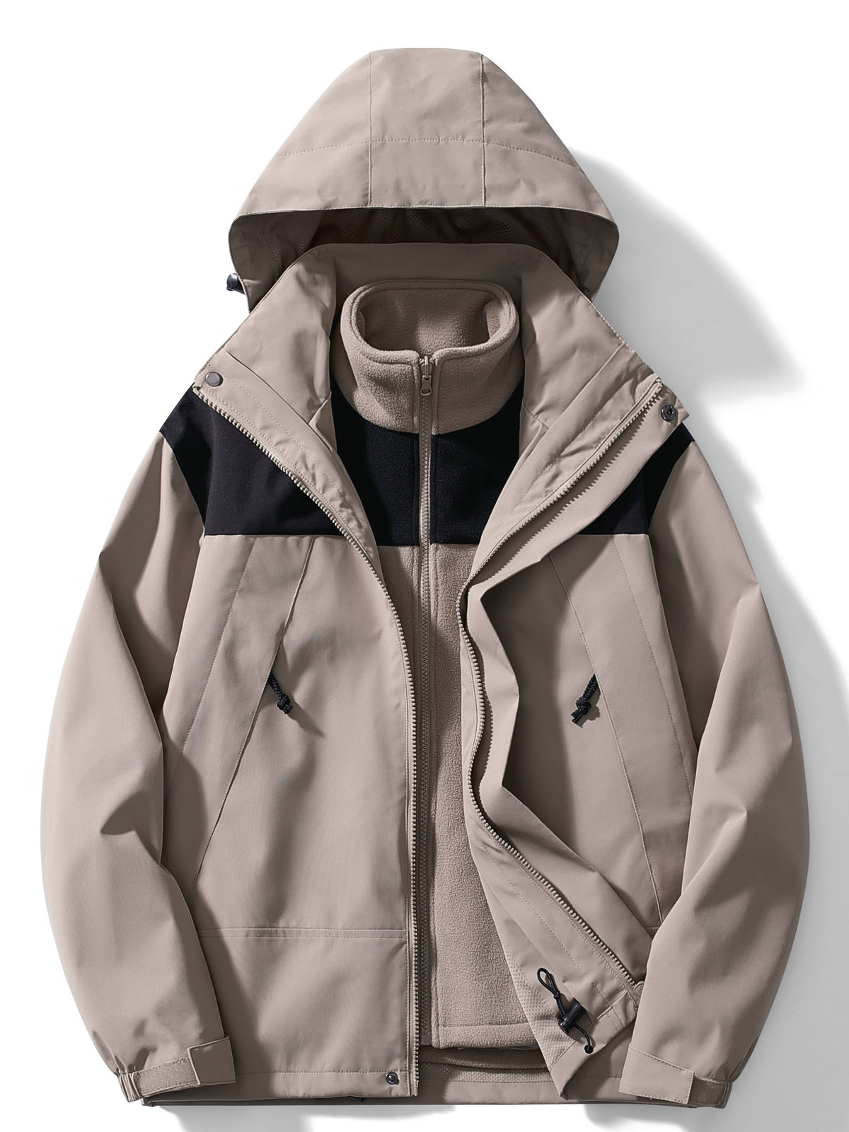 Monica | 3-i-1 fleecejacka dam med huva - Khaki