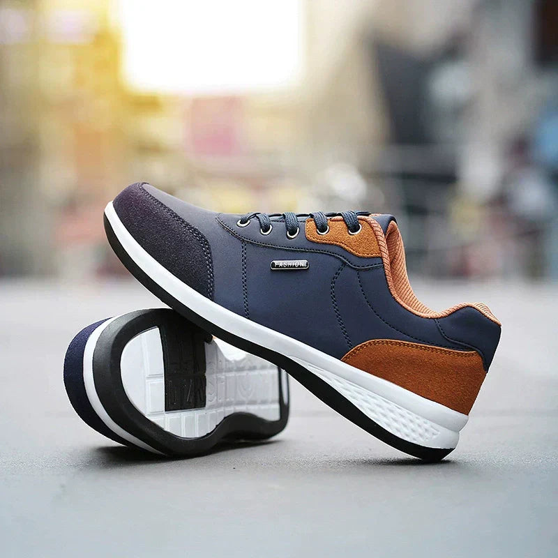 Nathan | Men's Cushioned Lace-Up Trainers - Blue
