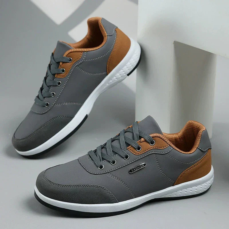 Nathan | Men's Cushioned Lace-Up Trainers - Grey
