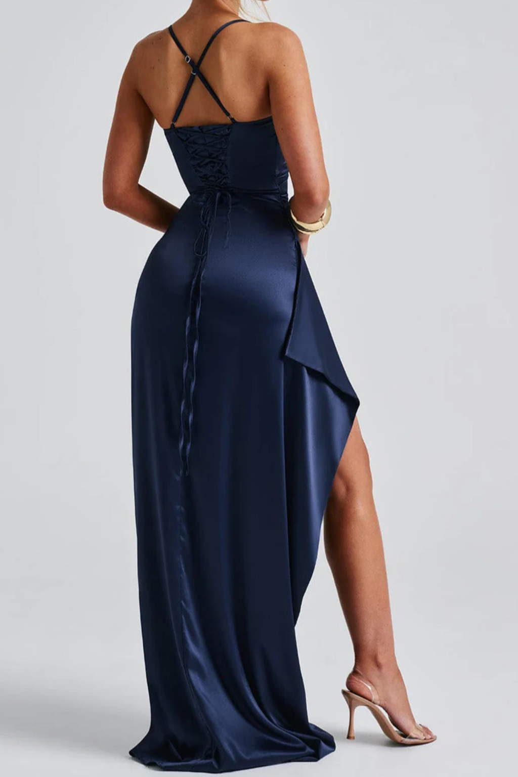 Olivia | Women's Satin Maxi Dress with Side Slit - view 3