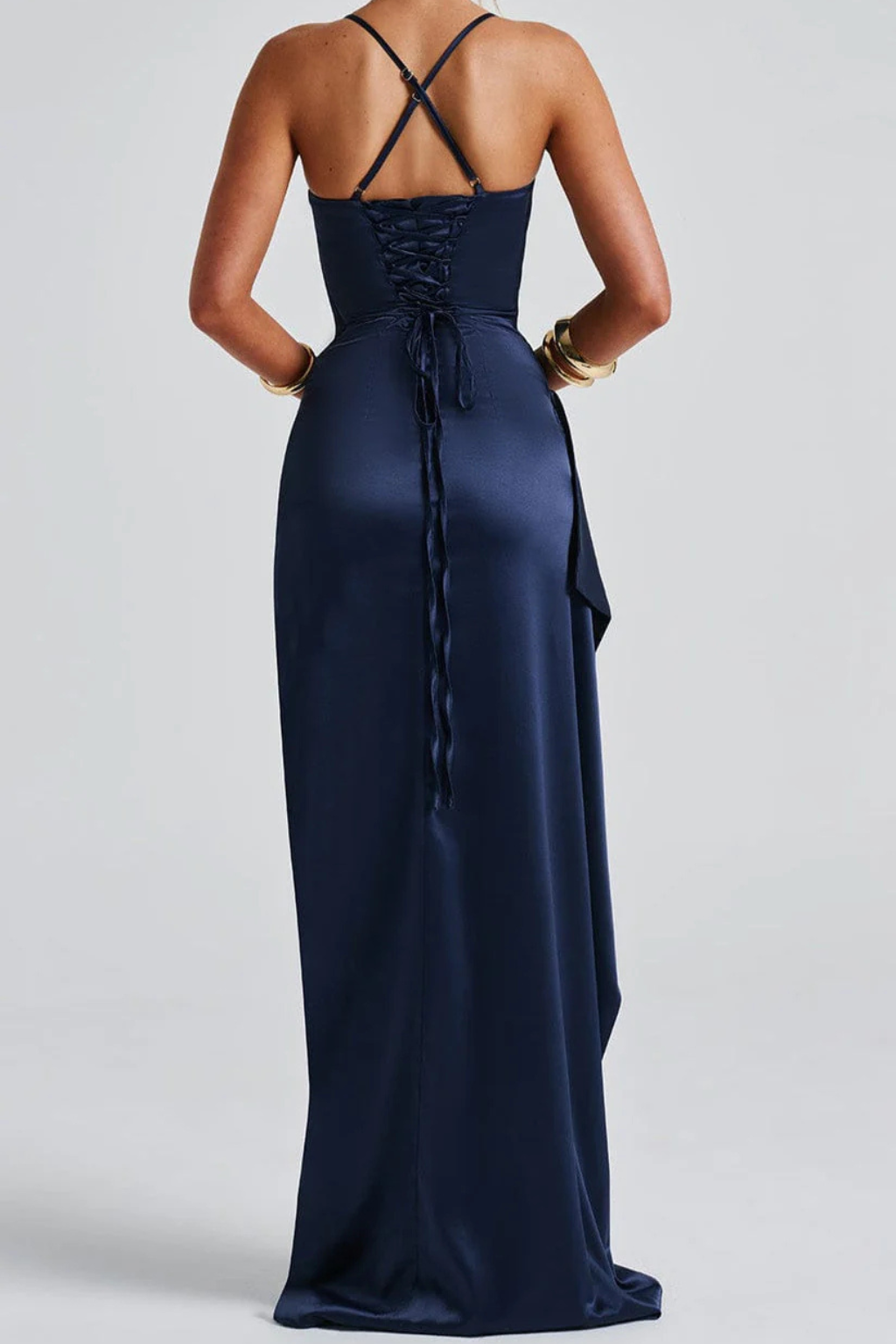 Olivia | Women's Satin Maxi Dress with Side Slit - view 5