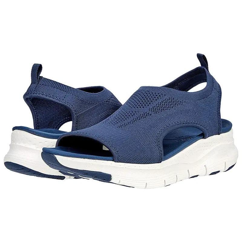 Orla | Women's Knit Slip-On Wedge Sandals - Blue