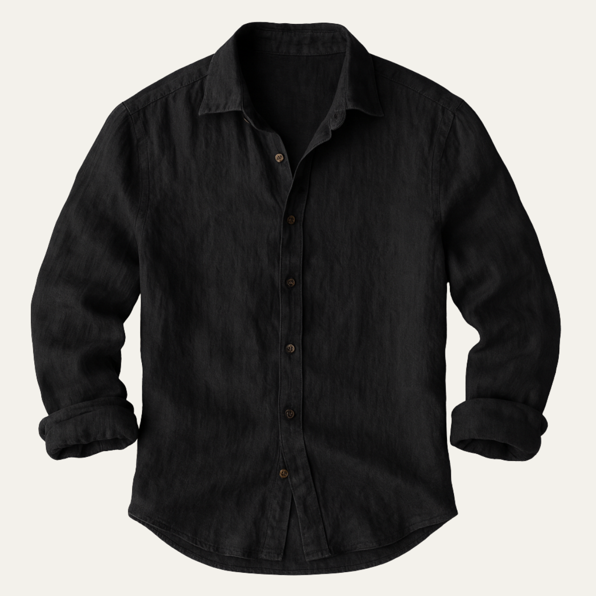 Owen | Men's Relaxed Linen Shirt - Black