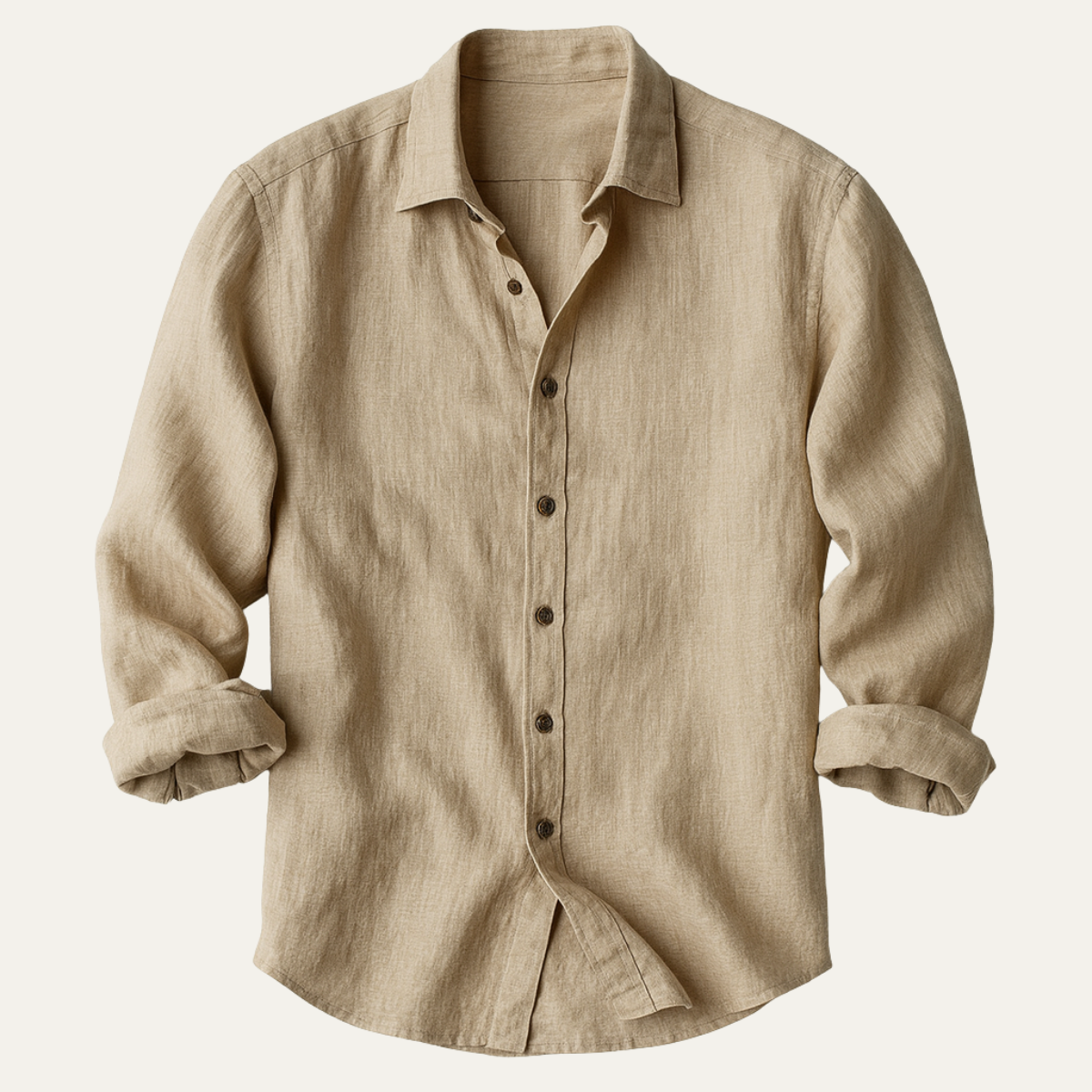 Owen | Men's Relaxed Linen Shirt - Khaki