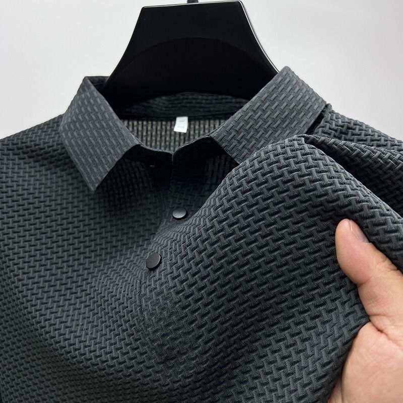Owen | Men's Short Sleeve Textured Polo Shirt - view 10