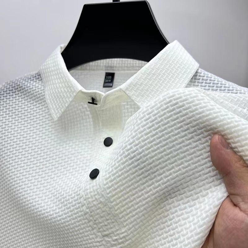 Owen | Men's Short Sleeve Textured Polo Shirt - White