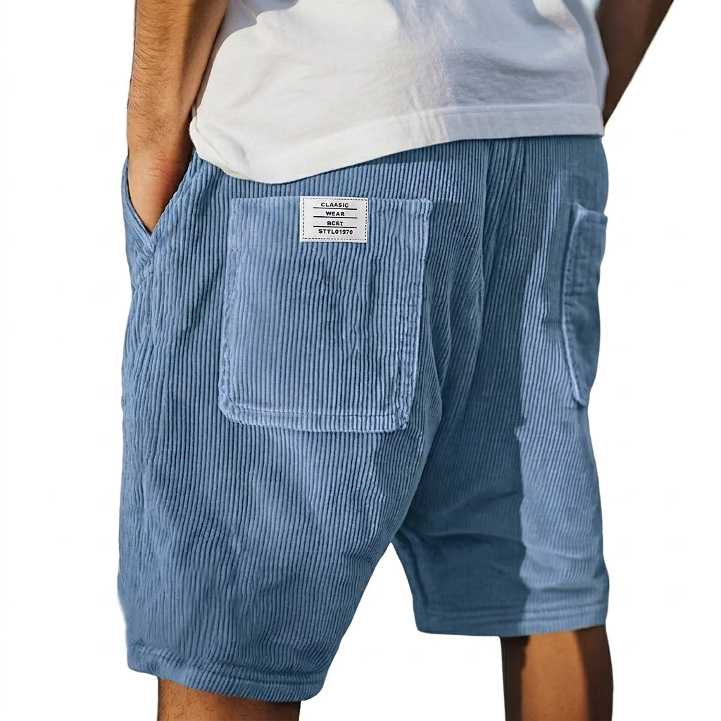 Reuben | Men's Ribbed Corduroy Shorts - Blue