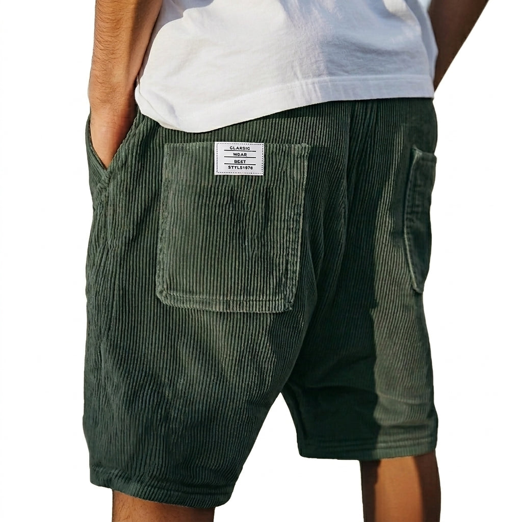 Reuben | Men's Ribbed Corduroy Shorts - Dark Green