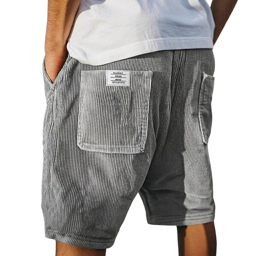 Reuben | Men's Ribbed Corduroy Shorts - Gray