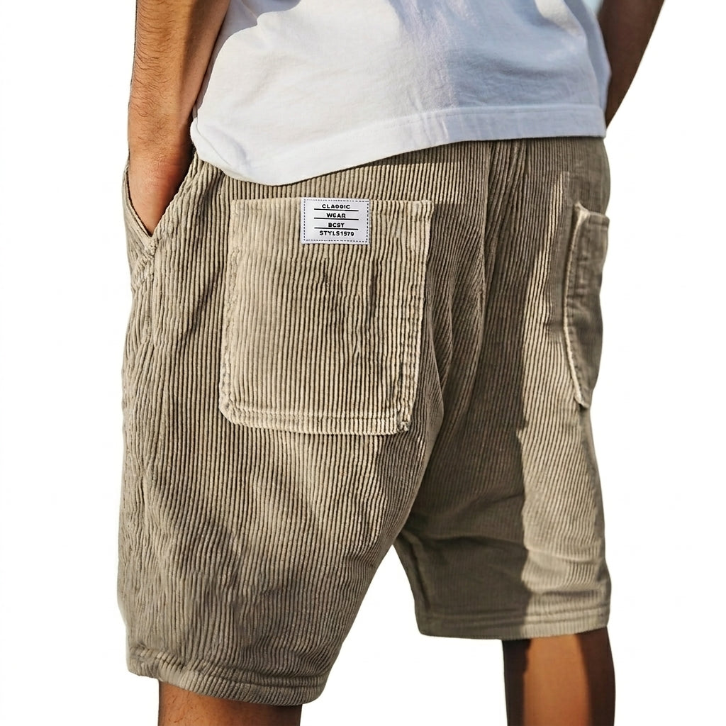Reuben | Men's Ribbed Corduroy Shorts - Khaki