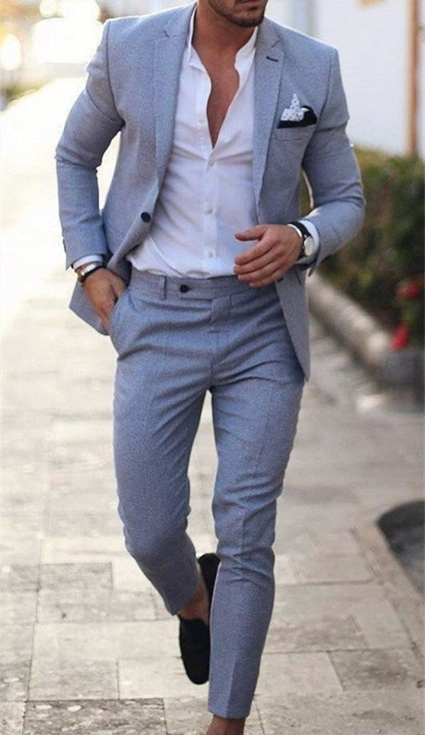 Reuben | Men's Slim Fit Two-Piece Suit - Light Blue