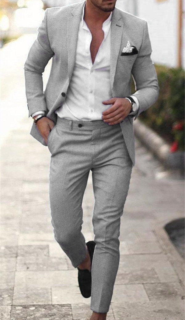 Reuben | Men's Slim Fit Two-Piece Suit - Light Grey