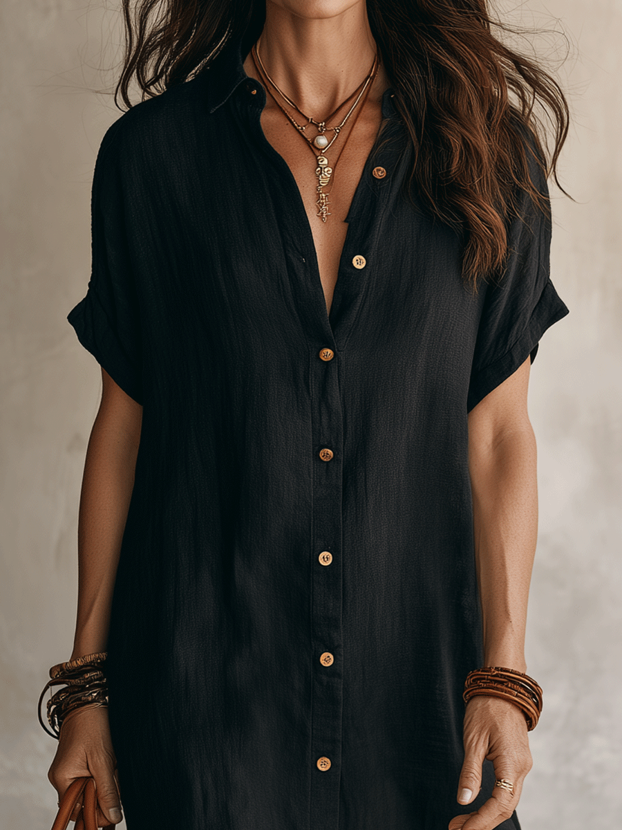Rosalind | Women's Linen Shirt Dress - view 7