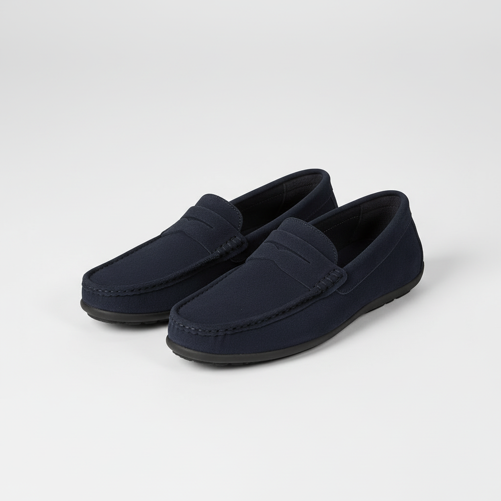 Ryan | Men's Suede Driving Loafers - Navy blue