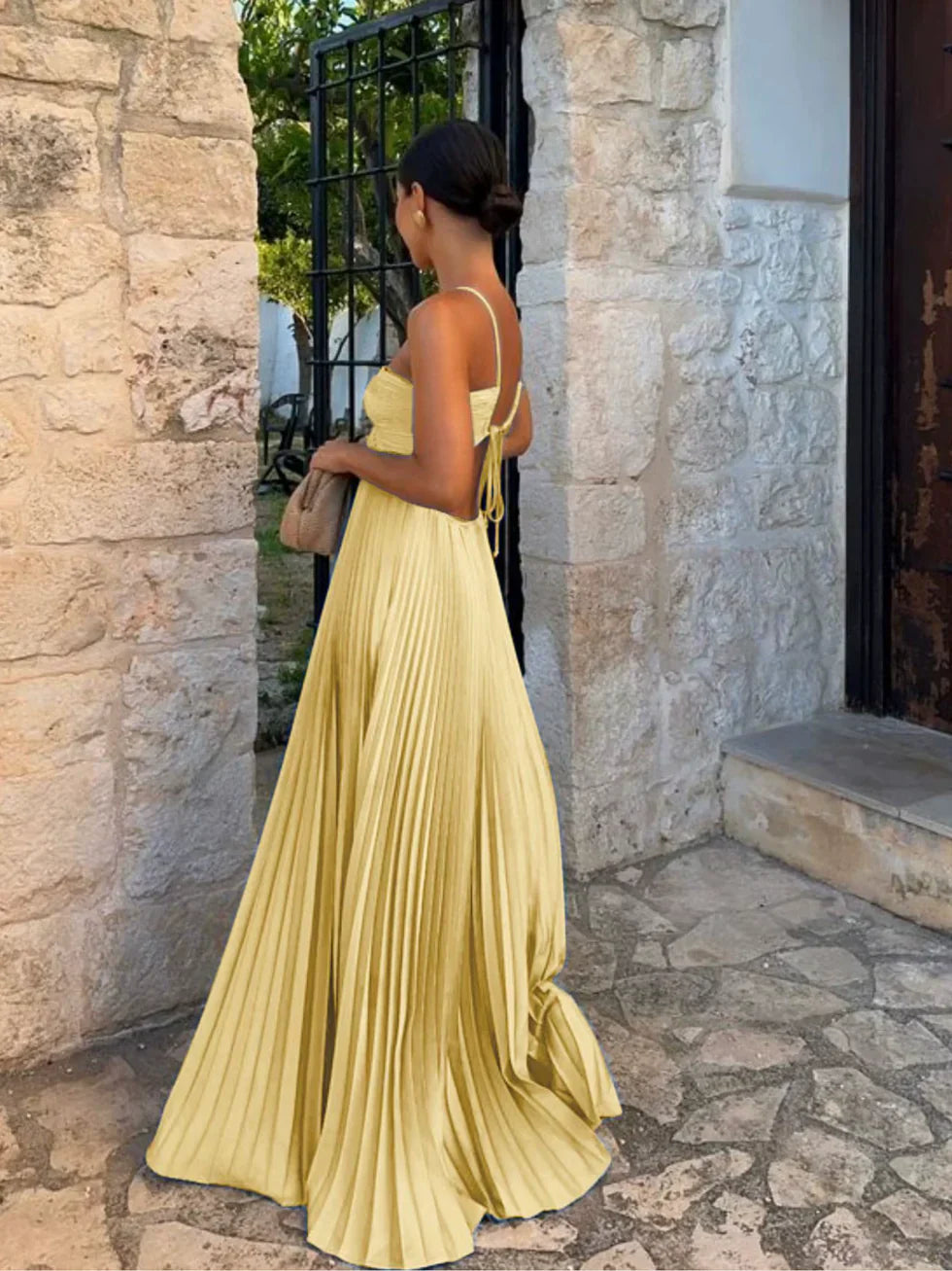 Sophie | Women's Halterneck Pleated Maxi Dress - view 7