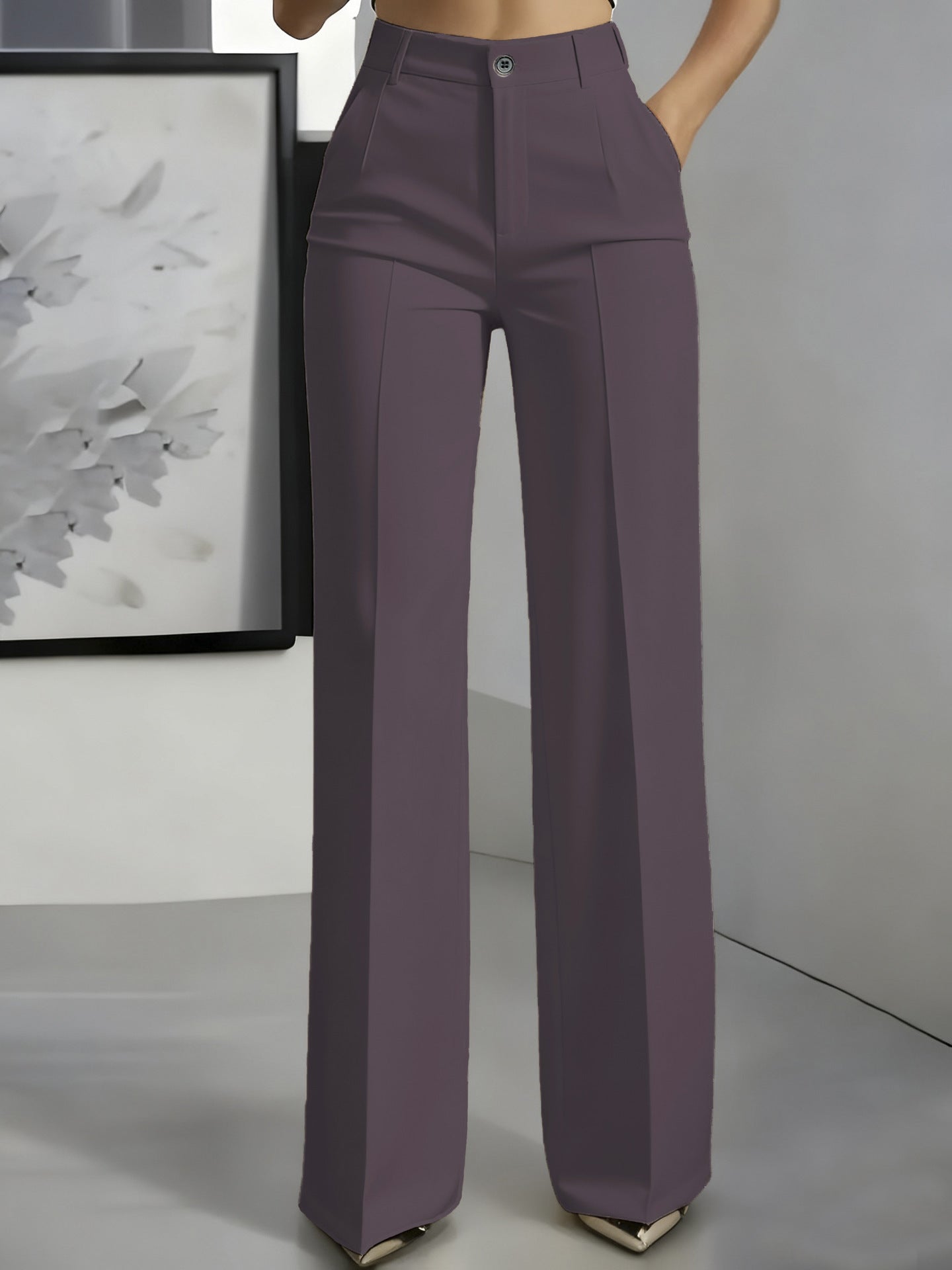 Sophie | Women's High-Waisted Tailored Trousers - Purple