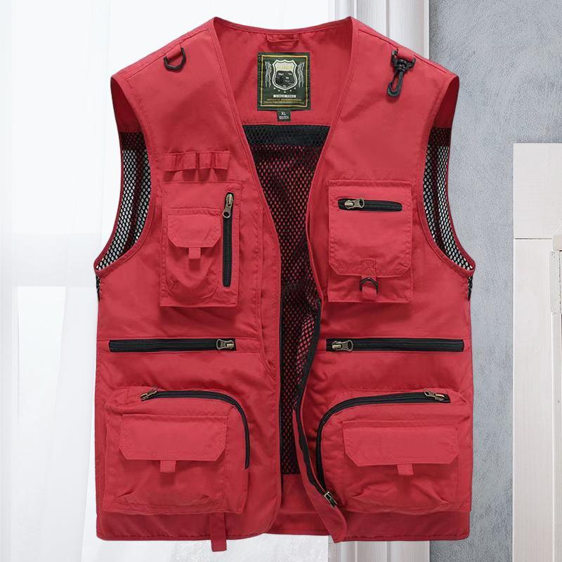 Timothy | Men's Multi-Pocket Utility Gilet - Red