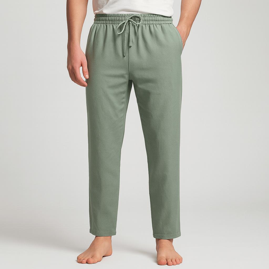 Toby | Men's Linen Drawstring Trousers - Green