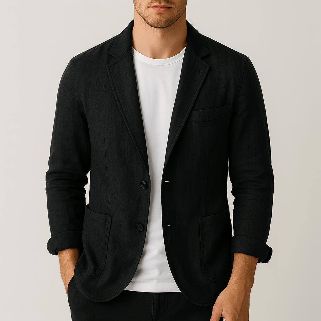 William | Men's Lightweight Unstructured Blazer - Black