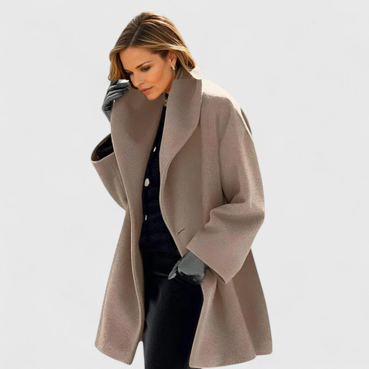 Ylva | Elegant vinterkappa för dam med stor krage - Khaki